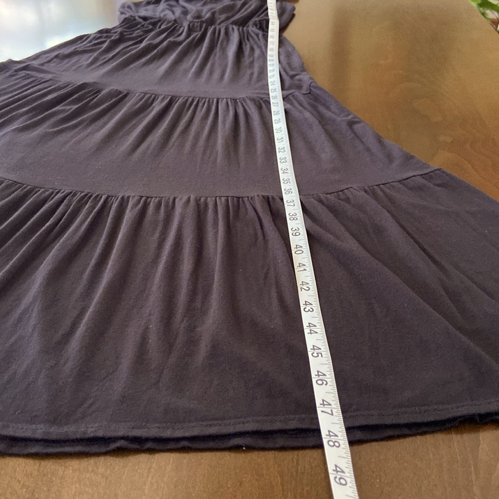 Black maxi tiered summer dress w/ ruffles accenting the shoulder straps, size S - Picture 7 of 9